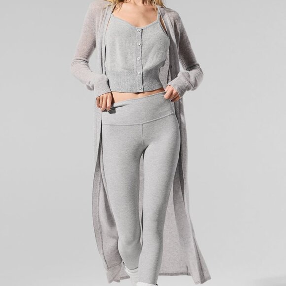 Alo Yoga Sheer Cashmere Long Cardigan Athletic Heather Grey - Picture 1 of 6